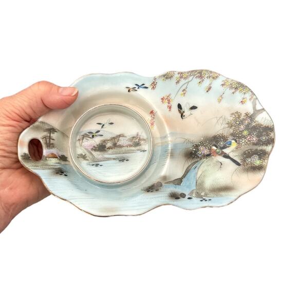 Vintage Hand Painted Nature Japanese Tea Tray - Picture 4 of 9